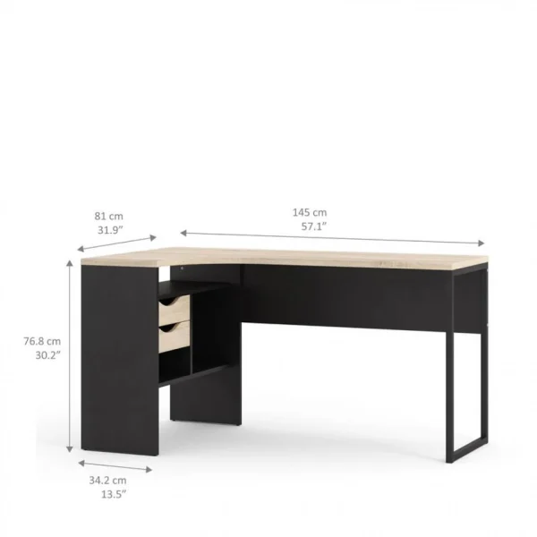 BUT Bureau D’angle ALKOR Imitation Chêne Et Noir magasin 5