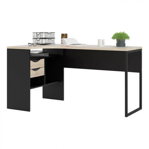 BUT Bureau D’angle ALKOR Imitation Chêne Et Noir magasin 6