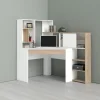 ALTER Bureau D’angle Avec Bibliothèque, Coloris Blanc Et Chêne, 138 X 141 … De super promotions disponibles 17