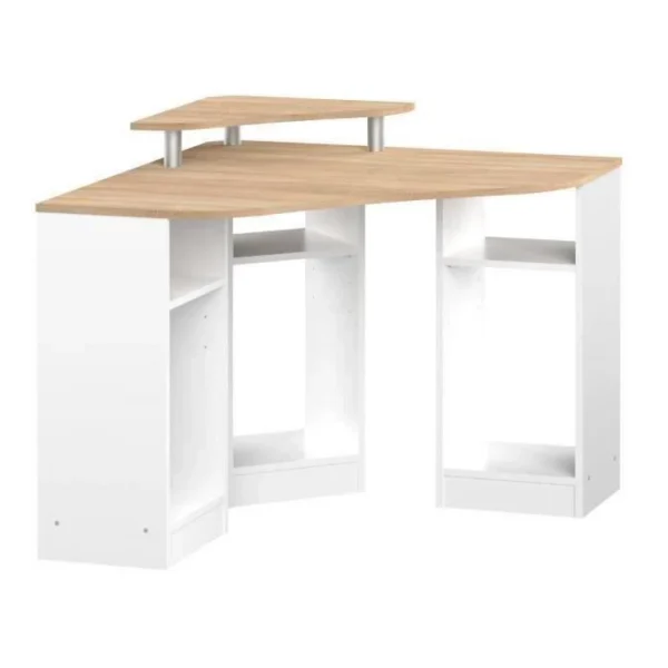 TEMAHOME Bureau D’angle CORNER – Blanc Et Chêne Naturel – SYMBIOSIS mode tendance 1