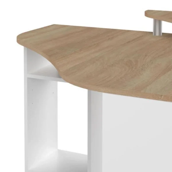 TEMAHOME Bureau D’angle CORNER – Blanc Et Chêne Naturel – SYMBIOSIS mode tendance 6