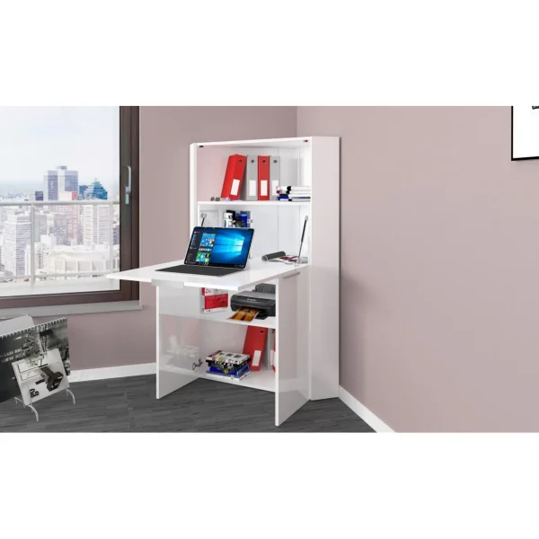 soldes pas cher ALTER Bureau D’angle Avec Plateau Caché, Made In Italy, Armoire Avec étag?… 1