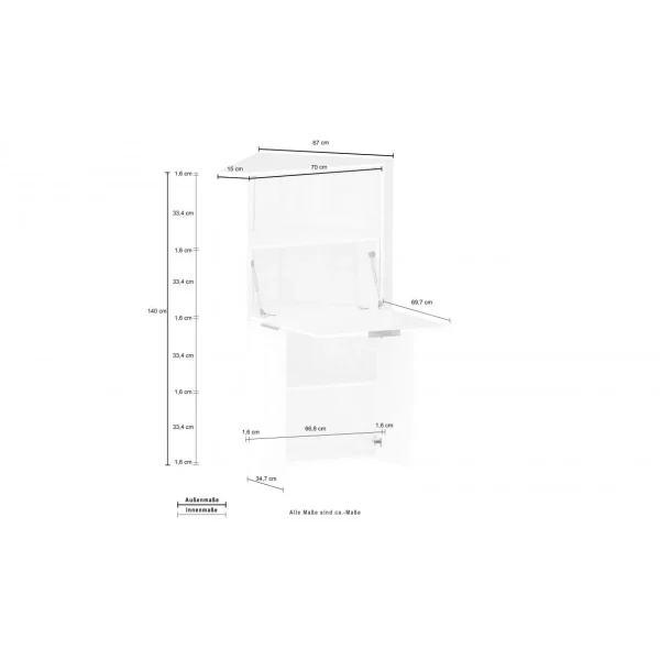 soldes pas cher ALTER Bureau D’angle Avec Plateau Caché, Made In Italy, Armoire Avec étag?… 3