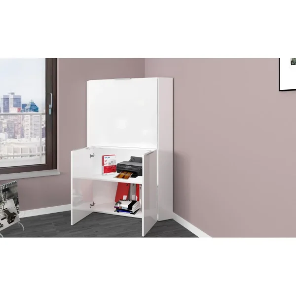 soldes pas cher ALTER Bureau D’angle Avec Plateau Caché, Made In Italy, Armoire Avec étag?… 6