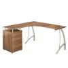 Hjh OFFICE Bureau D’angle / Bureau CASTOR Avec Caisson Fixe Noyer Clair / Ivoire … mode pas cher 13