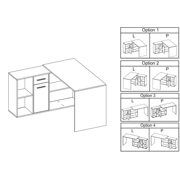 vente chaude IDIMEX Bureau D’angle CARMEN Avec Meuble De Rangement, Décor Béton 5