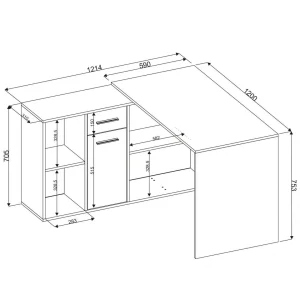 vente chaude IDIMEX Bureau D’angle CARMEN Avec Meuble De Rangement, Décor Béton 15