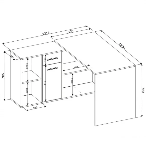 vente chaude IDIMEX Bureau D’angle CARMEN Avec Meuble De Rangement, Décor Béton 6