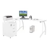 Hjh OFFICE Bureau D’angle CASTOR Avec Caisson à Tiroirs Fixe, Blanc Laqué Hau… meilleure qualité 17