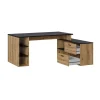 Pegane Bureau D’angle En Mélamine Coloris Imitation Chêne Rustique / Noir -… soldes magasin 17