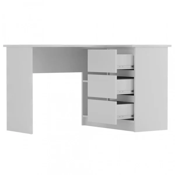 magasin france Selsey Bureau D’angle – GERANIO – 124 Cm – Blanc – Style Scandinave 4
