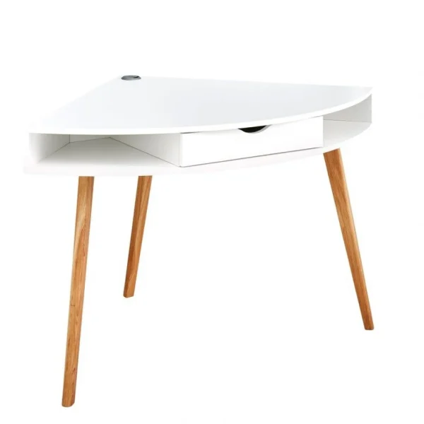 nouveau produit BUT Bureau D’angle HOLM Blanc Et Chêne Massif 1