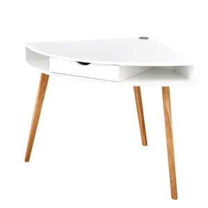 nouveau produit BUT Bureau D’angle HOLM Blanc Et Chêne Massif 11
