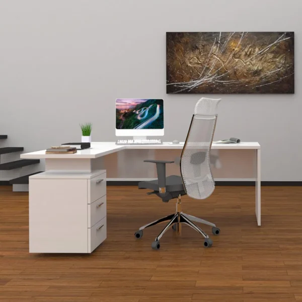 Ahd Amazing Home Design Bureau D’angle Moderne 180×160 Avec Commode 3 Tiroirs New Selina REMISE 1