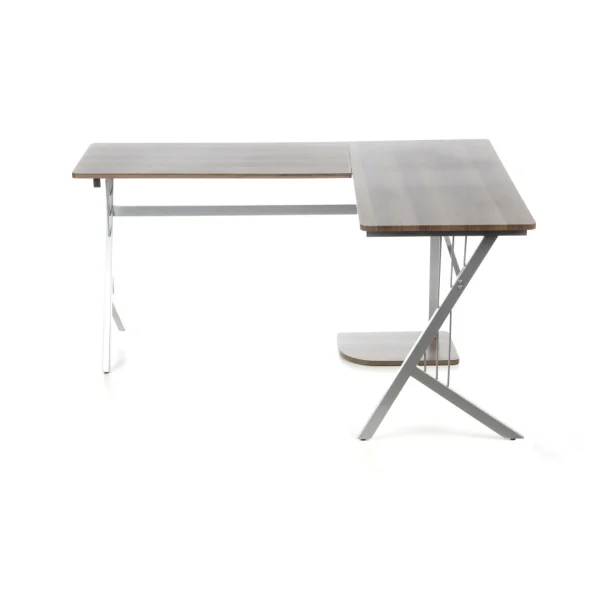 Bureau D’angle POLLUX, Noyer / Argent Hjh OFFICE Nouvelle tendance 1
