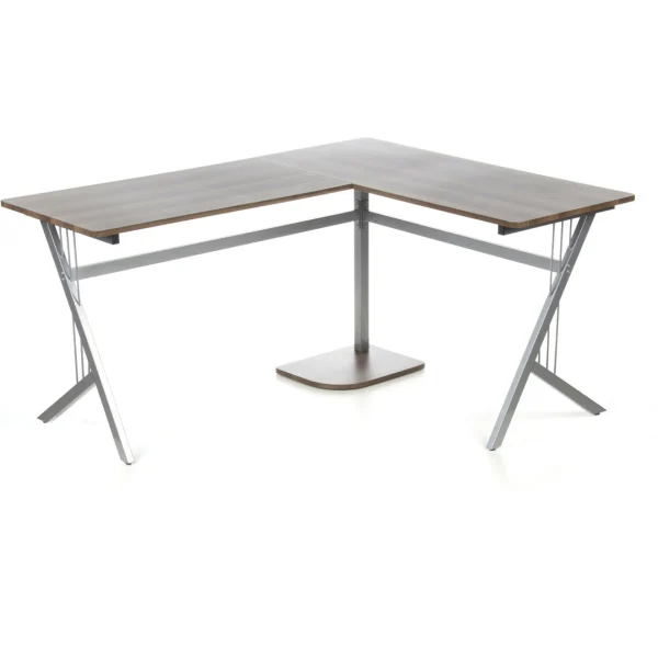 Bureau D’angle POLLUX, Noyer / Argent Hjh OFFICE Nouvelle tendance 3