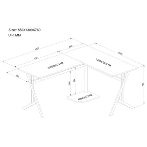 Bureau D’angle POLLUX, Noyer / Argent Hjh OFFICE Nouvelle tendance 13