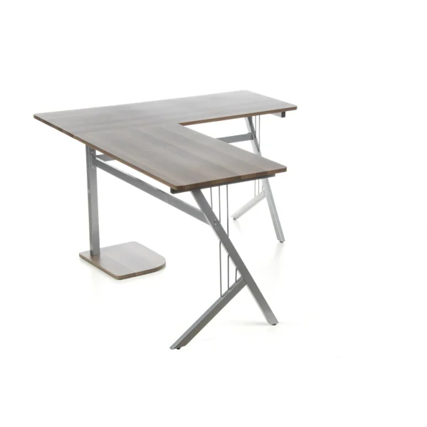 Bureau D’angle POLLUX, Noyer / Argent Hjh OFFICE Nouvelle tendance 6