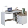 en ligne vente Dansmamaison Bureau D’angles 3 Tiroirs Blanc/Chêne – ALES – L 129 X L 105 X H 83 C… 19
