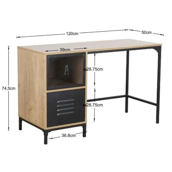 CSTORE Bureau De Travail 2 Portes En Métal – Pieds Noir – ARTY nouveau produit 5