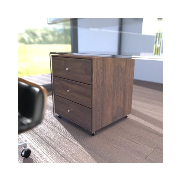 Meubler Design Bureau Design En Verre Avec Retour Et Caisson Ora pas cher 4