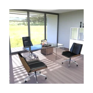 Meubler Design Bureau Design En Verre Avec Retour Et Caisson Ora pas cher 15