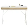 économies garanties Pegane Bureau D’ordinateur Avec 2 Tiroirs Coloris Blanc Mat – Longueur 120 X… 8