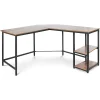 Boutique officielle HELLOSHOP26 Bureau D’ordinateur D’angle Avec étagères 138 Cm Mdf Cadre En Fer St… 19