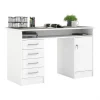 marque pas cher BUT Bureau Droit LEXIK Blanc Et Imitation Béton 14
