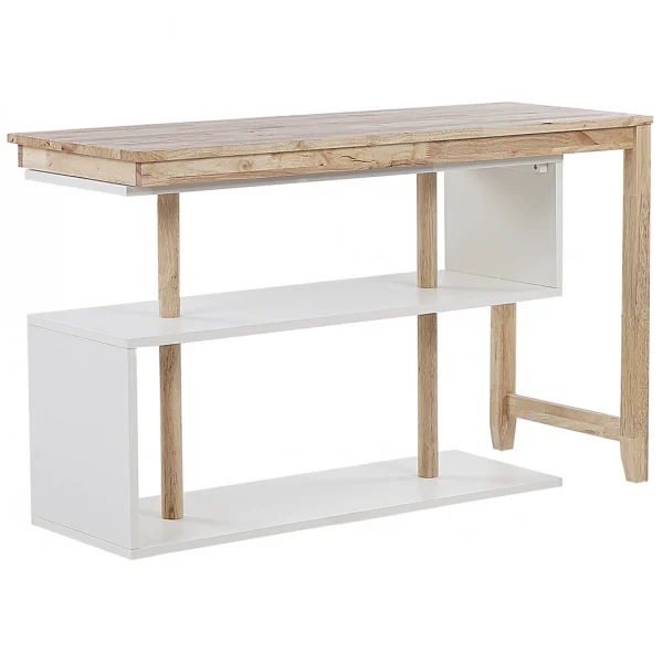 boutiqued pas cher Beliani Bureau Effet Bois Clair Et Blanc Avec étagères 120 X 45 Cm CHANDLER 1