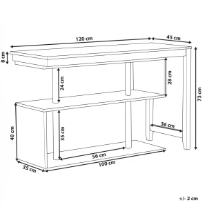 boutiqued pas cher Beliani Bureau Effet Bois Clair Et Blanc Avec étagères 120 X 45 Cm CHANDLER 8