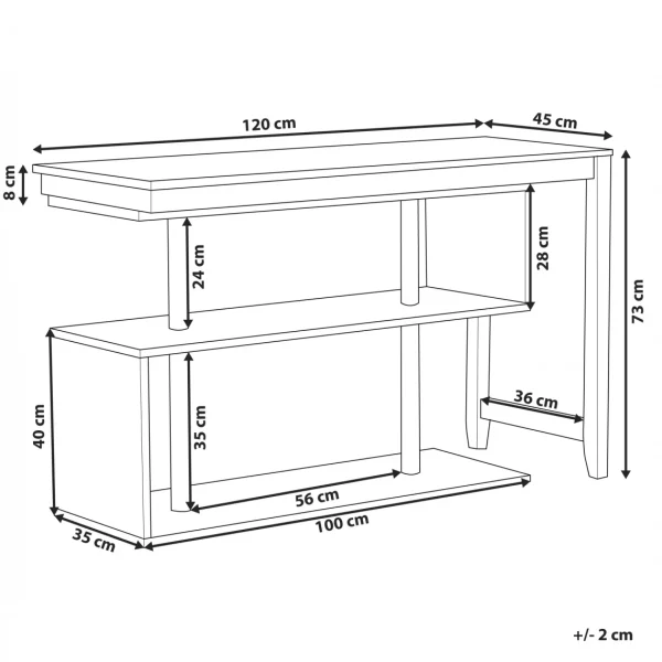boutiqued pas cher Beliani Bureau Effet Bois Clair Et Blanc Avec étagères 120 X 45 Cm CHANDLER 3