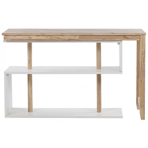 boutiqued pas cher Beliani Bureau Effet Bois Clair Et Blanc Avec étagères 120 X 45 Cm CHANDLER 4