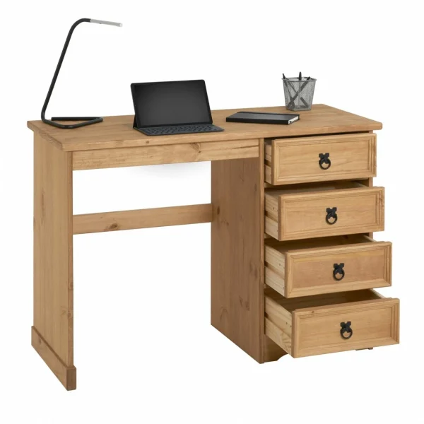 IDIMEX Bureau En Pin SALSA Avec 4 Tiroirs, Style Mexicain, Finition Teintée/… De super promotions disponibles 4