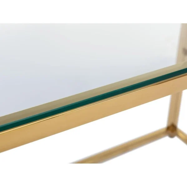france Vente-unique Bureau En Verre Trempé Et Acier – Doré Et Transparent – CLOTILDE 6