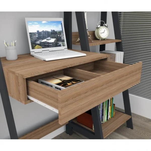 excellent qulity SANS MARQUE Bureau Et Etagère Châtaignier Noir 6