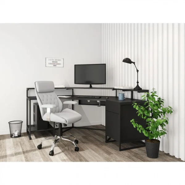 marque pas cher Bxgaming Bureau Gamer LED HARDCORE GAMER Noir 3