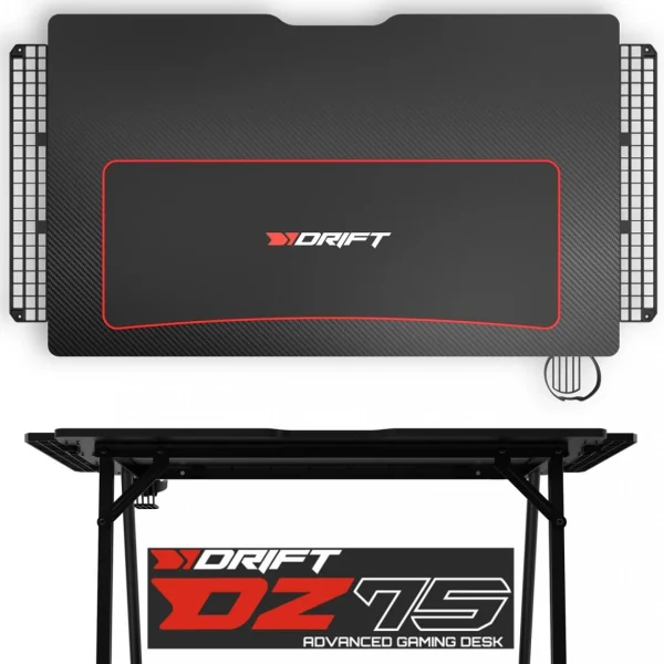 Bureau Gaming Drift DZ75 Extensible, Plateau Laminé En Fibre De Carbo… De Qualité 4