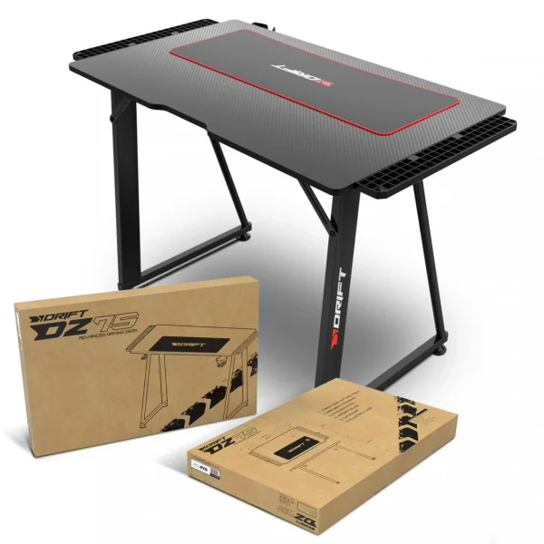 Bureau Gaming Drift DZ75 Extensible, Plateau Laminé En Fibre De Carbo… De Qualité 5