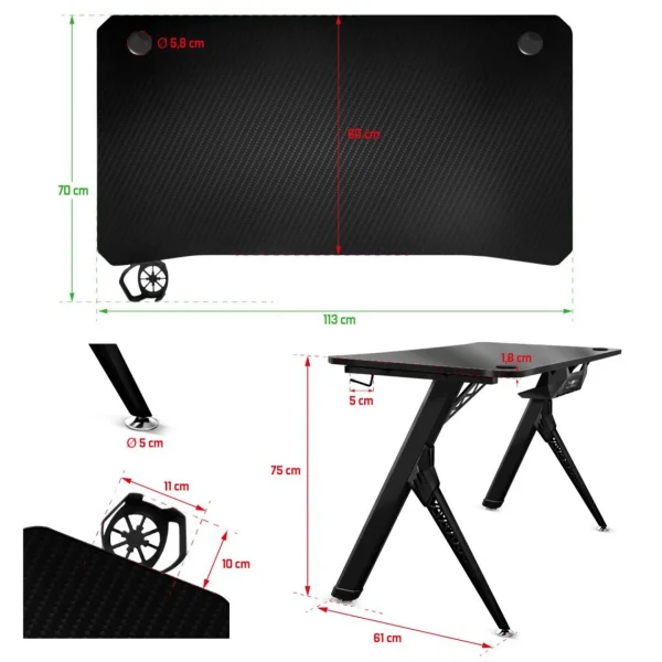Spirit Of Gamers Bureau Gaming Headquarter 200 – Design Futuriste – 4 Pieds Réglables … Service Clients Dédié 6