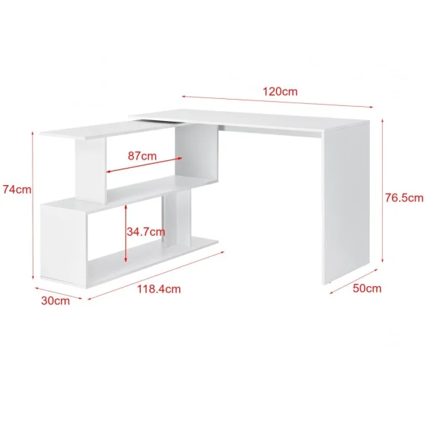 En.casa Bureau Gigogne Design Avec Partie Étagère Bureau De Coin Extension P… Top ventes 3