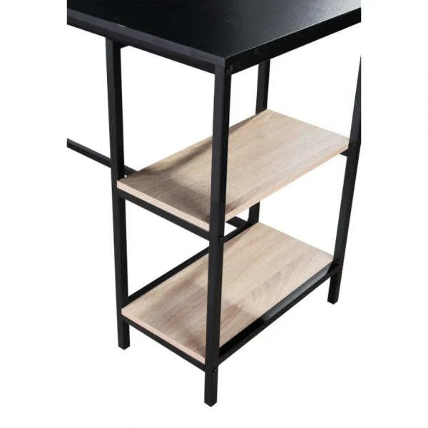 prix de gros BUT Bureau Grand Angle WORK Imitation Chêne Et Métal Noir 5