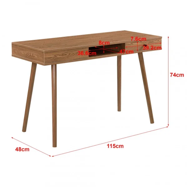 Bureau Habo 74 X 115 X 48 Cm Effet Bois Foncé [en.casa] boutiqued en ligne 4