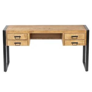 Vente-unique Bureau HARLEM – 4 Tiroirs – Bois De Manguier & Métal vente chaude 11