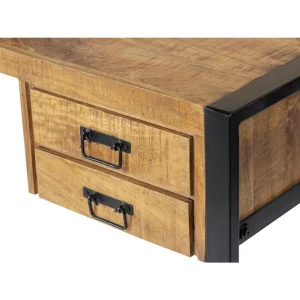 Vente-unique Bureau HARLEM – 4 Tiroirs – Bois De Manguier & Métal vente chaude 15
