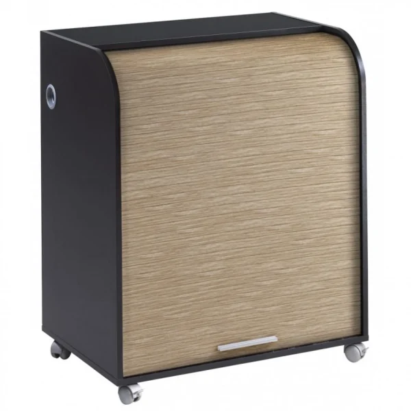 Simmob Bureau Informatique Noir à Roulettes – Coloris: Chêne Naturel soldes magasin 1