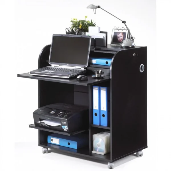 Simmob Bureau Informatique Noir à Roulettes – Coloris: Chêne Naturel soldes magasin 3
