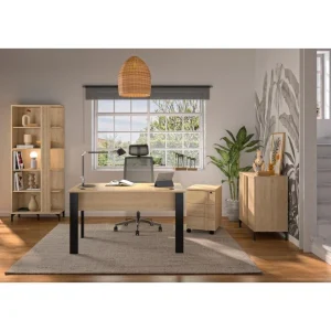BUT Bureau L. 160 Cm FARO Imitation Chêne Et Noir Meilleur Prix 13