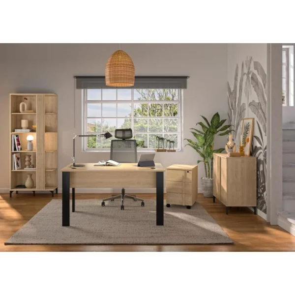 BUT Bureau L. 160 Cm FARO Imitation Chêne Et Noir Meilleur Prix 5