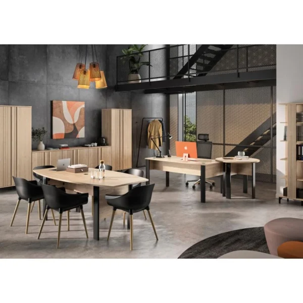 BUT Bureau L. 160 Cm FARO Imitation Chêne Et Noir Meilleur Prix 6